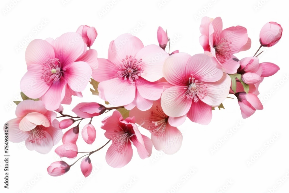 Vibrant Pink flowers transparent. Botanical nature. Generate Ai