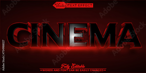Red And Black Cinema Vector Editable Text Effect Template