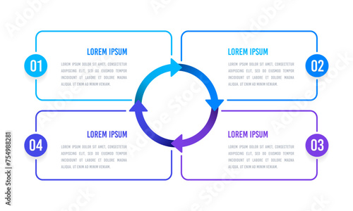 Infographic 4 cycle. 4 steps or options. Business infographic template. Vector illustration.