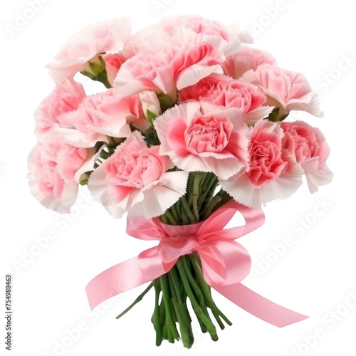 Carnation bouquet, bunch isolated on transparent png. photo
