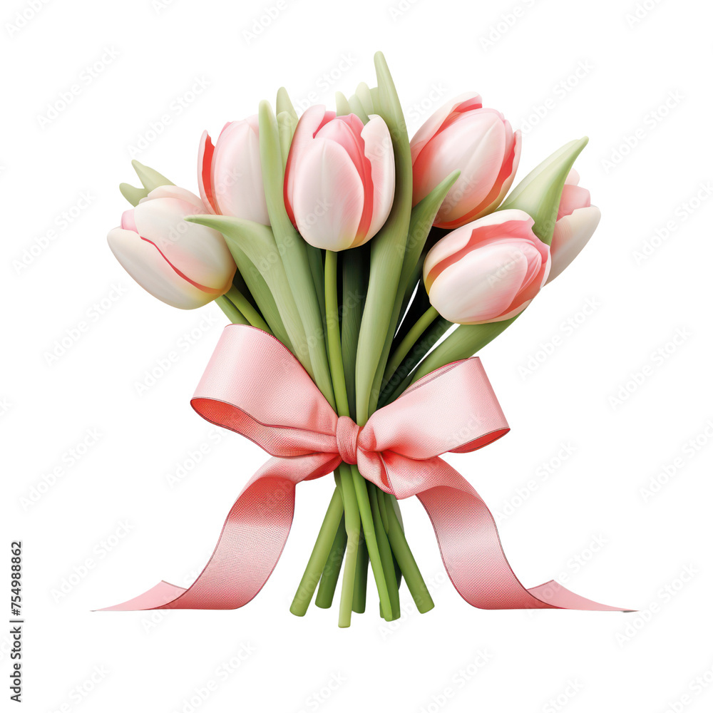 Tulip bouquet, bunch isolated on transparent png. Tulip bouquet, bunch isolated on transparent png.
