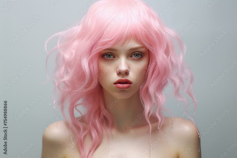 Vibrant Pink female. Model fashion. Generate Ai