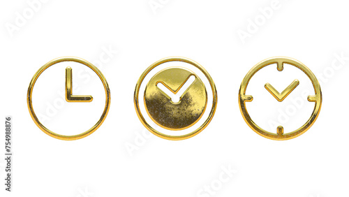 Date time place gold golden icon set on white background 