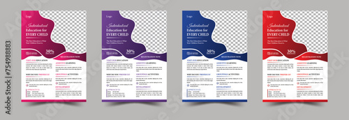 kids school admission flyer template. Flyer brochure cover template for Kids back to school education admission layout design. Creative and modern kids admission education poster, brochure layout.