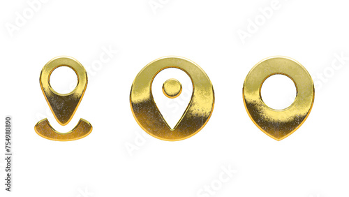 Date time place gold golden icon set on white background 