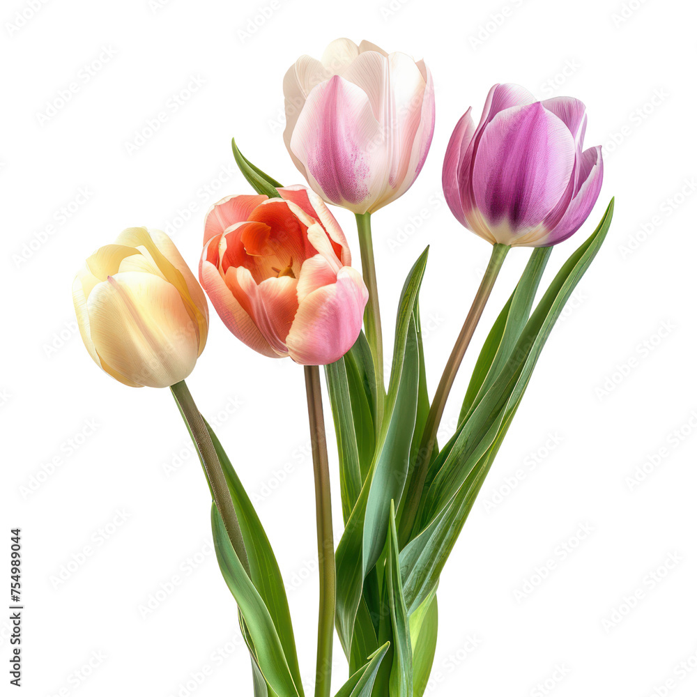 Tulip bouquet, bunch isolated on transparent png. Tulip bouquet, bunch isolated on transparent png.