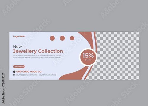 modern jewellery collection and sale facebook cover design template for marketing.