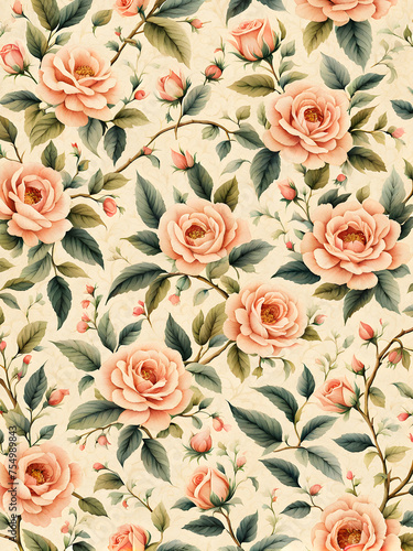 victorian-era-watercolor-rose-intricate-mini-flower-illustrations-weave-into-a-seamless-vintage