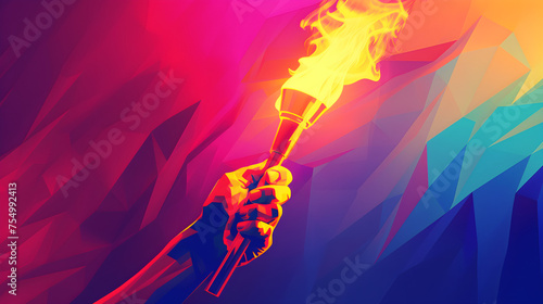Illustration On A Hand Holding An Olympic Torch