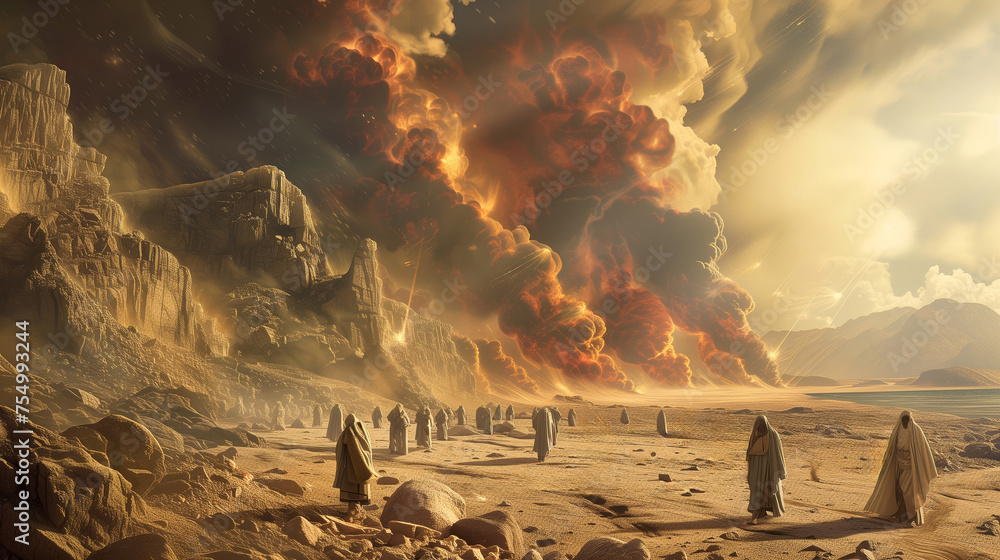 Fototapeta premium Destruction of the city of Jerusalem during the Babylonian Empire