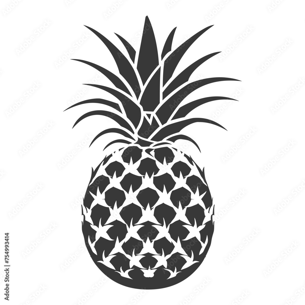 Silhouette Pineapple Fruit black color only Silhouette Pineapple Fruit black color only