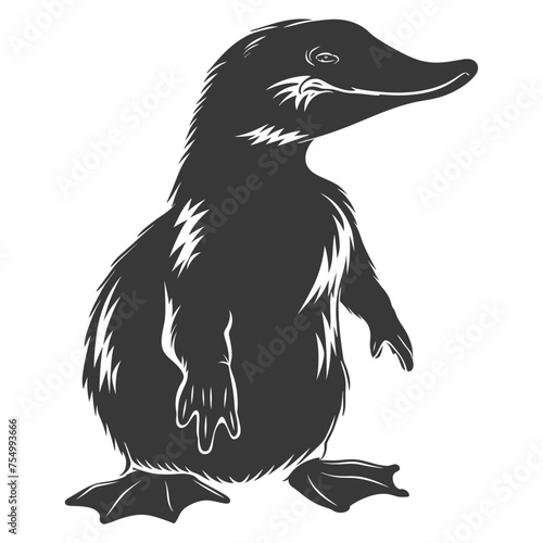Silhouette platypus animal black color only full body photo