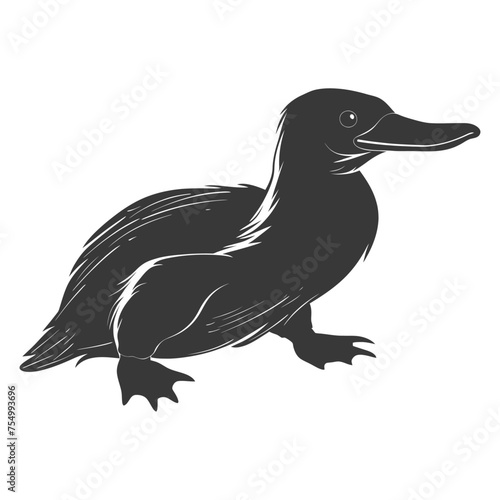 Silhouette platypus animal black color only full body