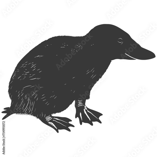 Silhouette platypus animal black color only full body