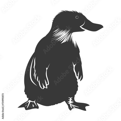Silhouette platypus animal black color only full body