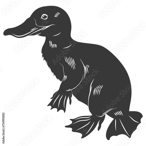 Silhouette platypus animal black color only full body