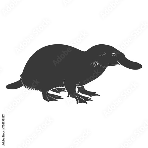 Silhouette platypus animal black color only full body