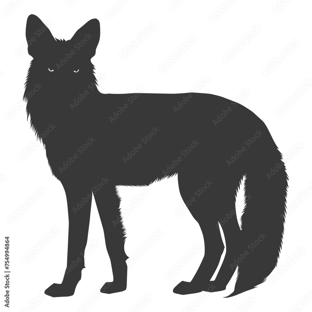 Silhouette red fox animal black color only full body Silhouette red fox animal black color only full body