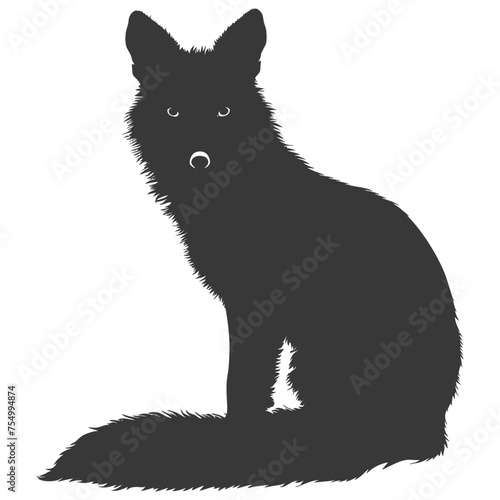 Silhouette red fox animal black color only full body