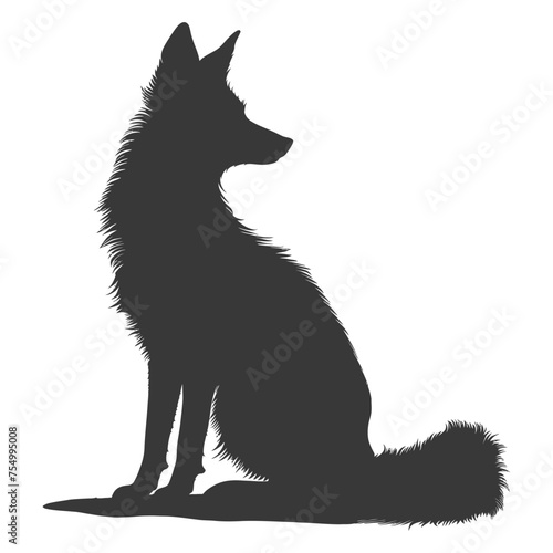 Silhouette red fox animal black color only full body
