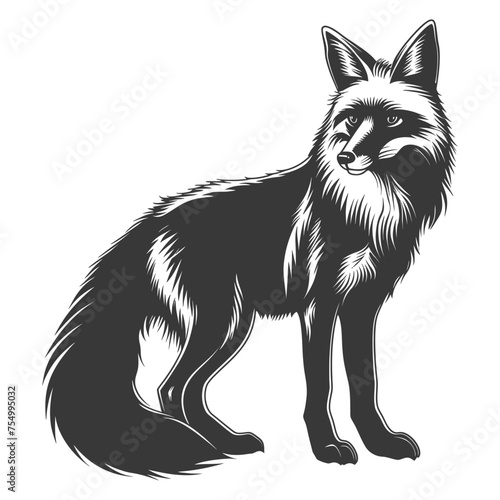 Silhouette red fox animal black color only full body © NikahGeh