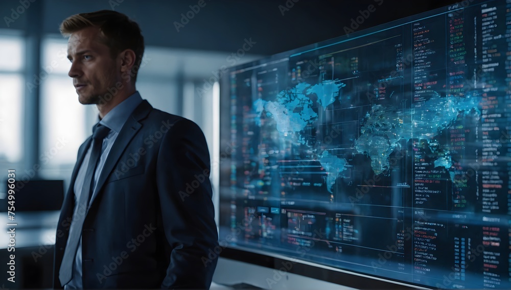 Fototapeta premium businessman trade assessment view chart