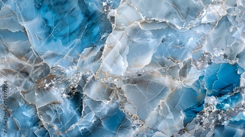 Close-up Texture of Natural Gemstone Surface with Intricate Blue and White Pattern for Background photo