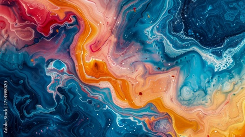 Vibrant Abstract Acrylic Painting Swirls - Artistic Background with Vivid Colors and Flowing Liquid Patterns