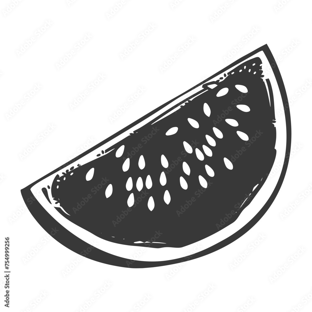 Silhouette Watermelon Fruit black color only Silhouette Watermelon Fruit black color only