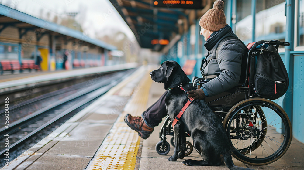 Quiet Reflection at the Train Station with a Service Dog Companion ...
