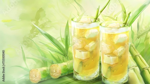 Fresh Sugarcane Juice Banner A Healthy and Popular Beverage Advertisement