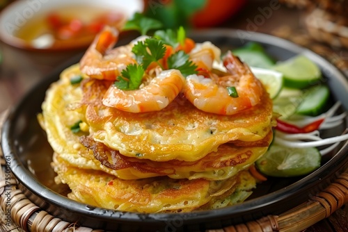 Savory Shrimp Bnh Kht Pancakes - Delectable Vietnamese Street Food Advertisement photo