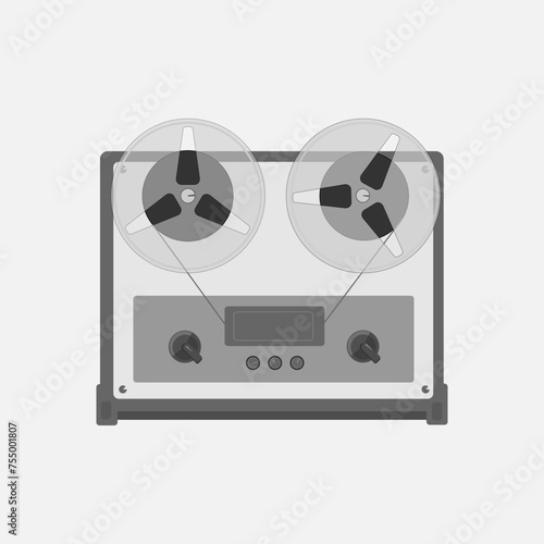 Vector vintage analog stereo reel-to-reel tape recorder