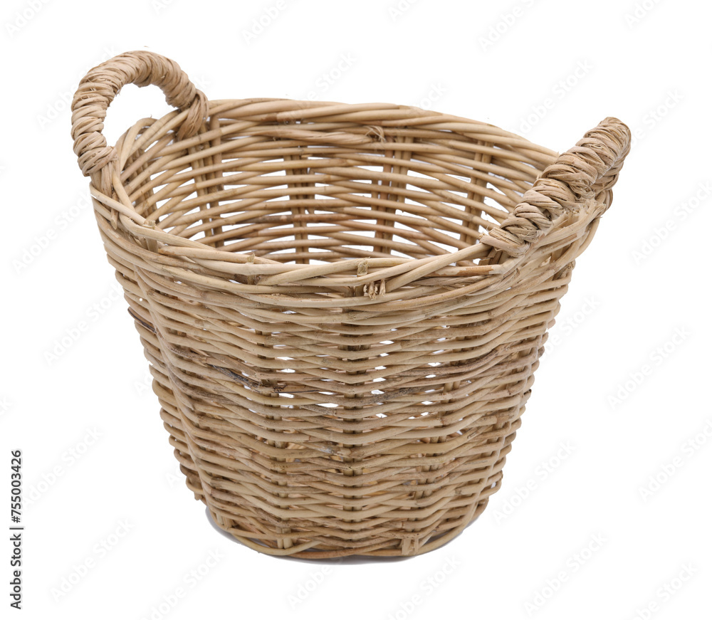 Rattan basket on transparent background