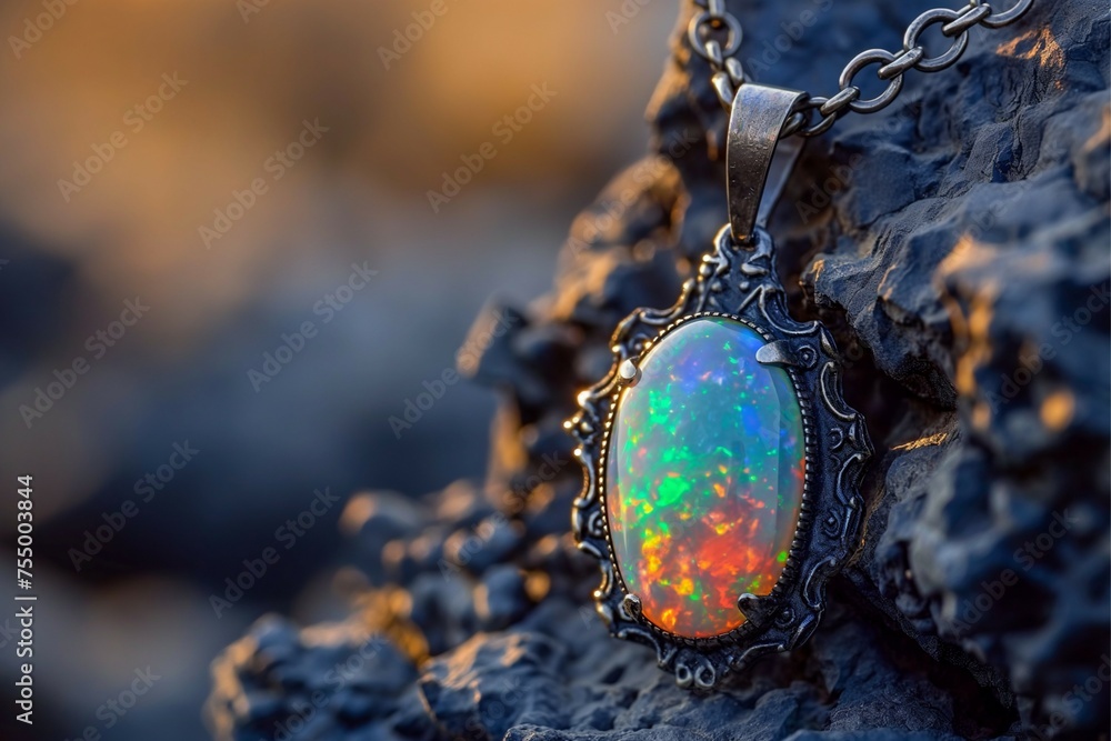 Opal Jewel, a beautiful stone that symbolizes hope and purity. generative ai Opal Jewel, a beautiful stone that symbolizes hope and purity. generative ai