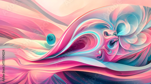 Dream-Like Flowing Pastel Shapes Abstract Background  Generative AI