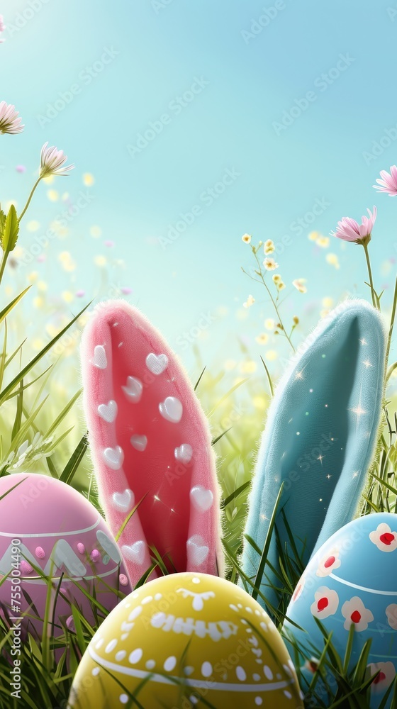 Easter egg with the grass with rabbit ears. Easter egg with the grass with rabbit ears.