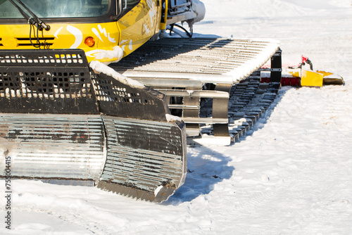 Bild auf Leinwand Tractor Snowmobile on tracks. Cross-country vehicles.