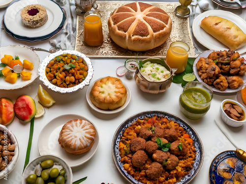 Ramadan Iftar table full of foods