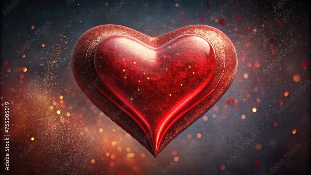 a glossy, red heart surrounded by a sparkling and ethereal atmosphere a glossy, red heart surrounded by a sparkling and ethereal atmosphere