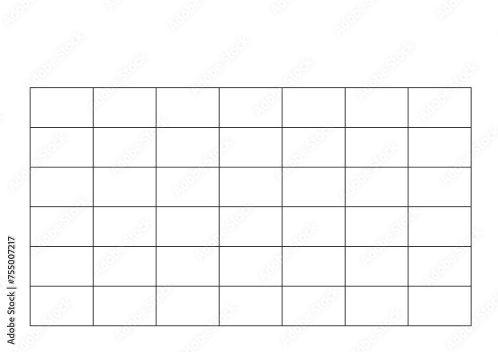 Empty 6 week a month vertical calendar. Simple black and white design Empty 6 week a month vertical calendar. Simple black and white design