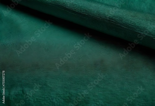 Fabric closeup. Dark green linen texture-