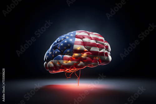 The brain is a human organ painted in the usa american flag, a symbol of the great minds of the nation. photo