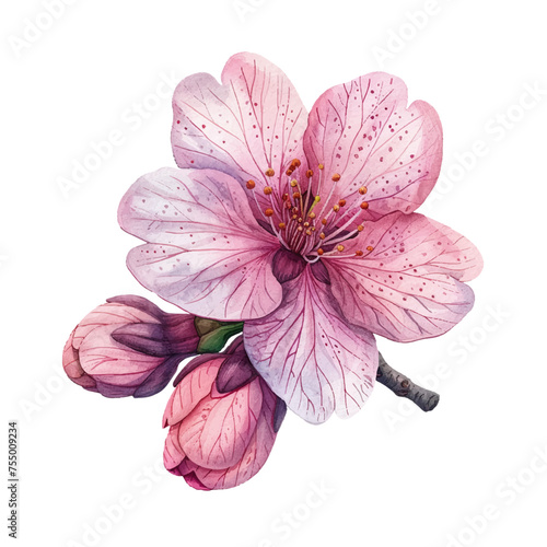 beautiful sakura flowervector illustration in watercolour style photo