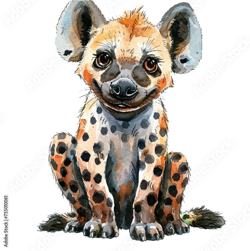 cute hyena vector illustration in watercolour style