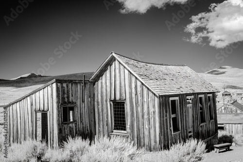 Old prospectors cabin in the desert Black and White photo
