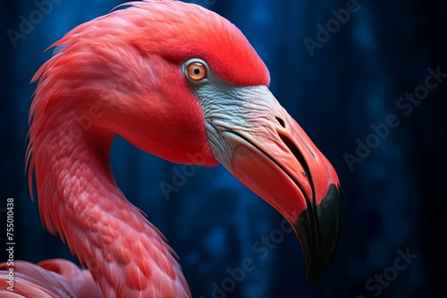 Exotic Pink flamingo at lake. Safari zoo. Generate Ai