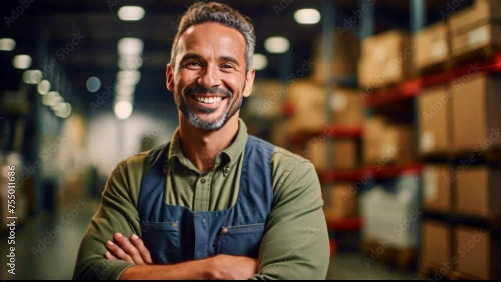 A serious successful business owner transporting goods around the world A serious successful business owner walks into a warehouse or manufacturing plant. A serious successful business owner transporting goods around the world A serious successful business owner walks into a warehouse or manufacturing plant.