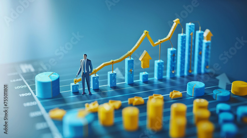 graph on the table and the person walking 
