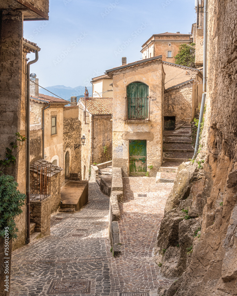 The historic center from the beautiful village of Pesche, in the Province of Isernia, Molise, Italy.